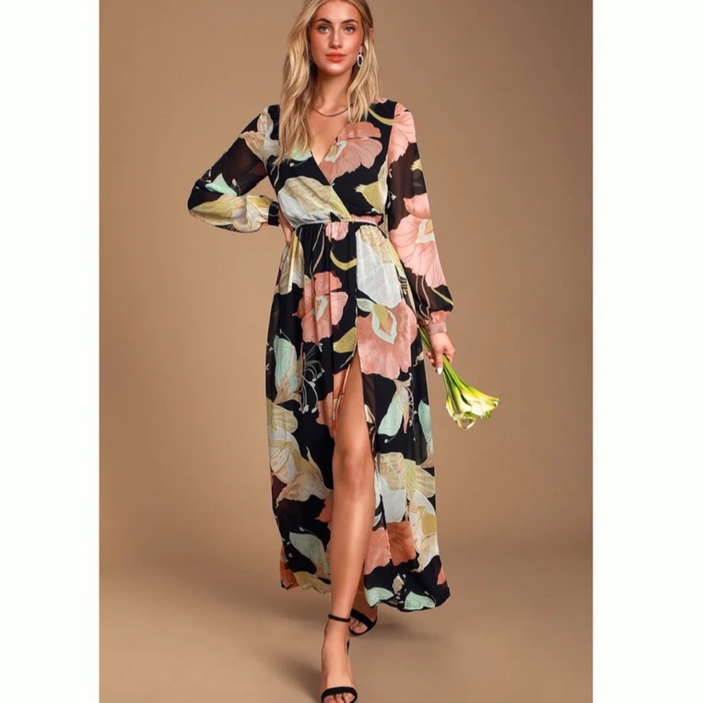 Lulu's Floral Long Sleeve Maxi Dress - NWT